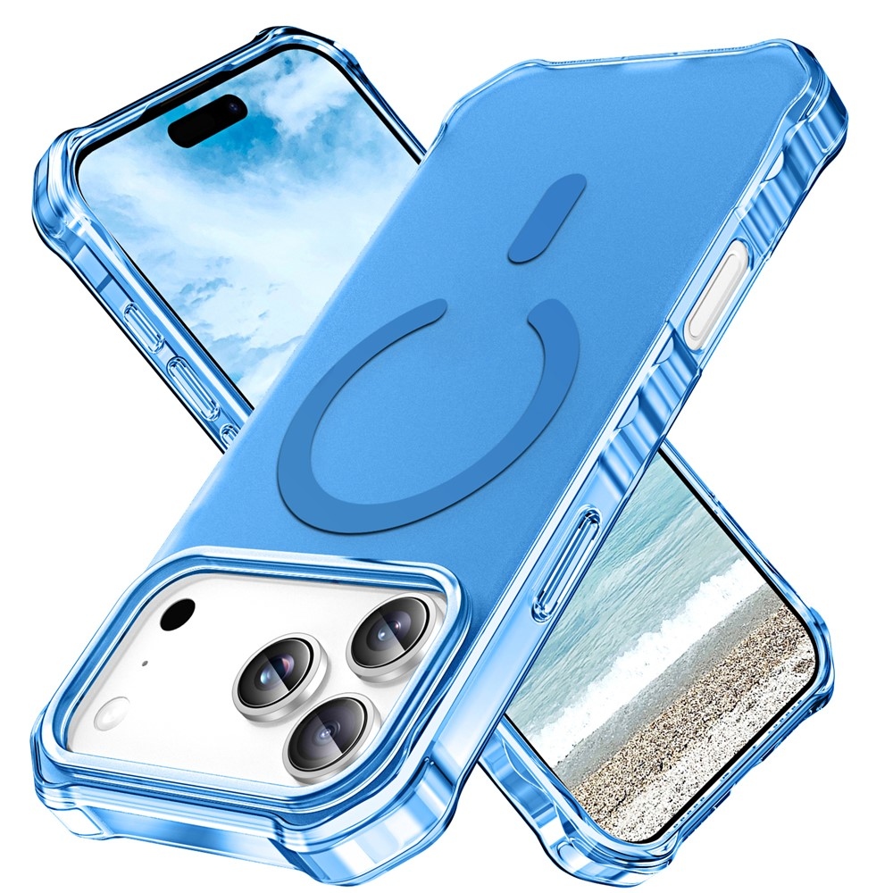 Wavy gélový obal s pevným chrbtom a MagSafe na iPhone 18 Pro/17 Pro - modrý