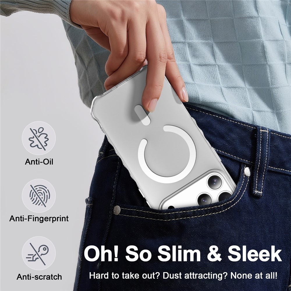 Wavy gélový obal s pevným chrbtom a MagSafe na iPhone 18 Pro/17 Pro - priehľadný