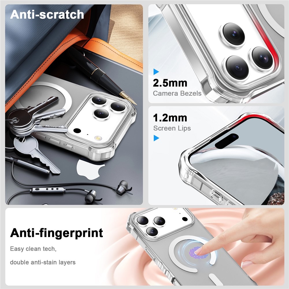 Wavy gélový obal s pevným chrbtom a MagSafe na iPhone 18 Pro/17 Pro - priehľadný