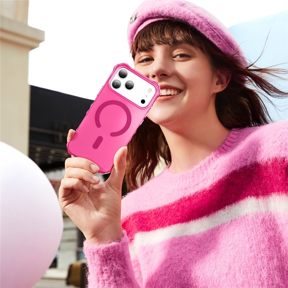 Wavy gélový obal s pevným chrbtom a MagSafe na iPhone 18 Pro/17 Pro - rose