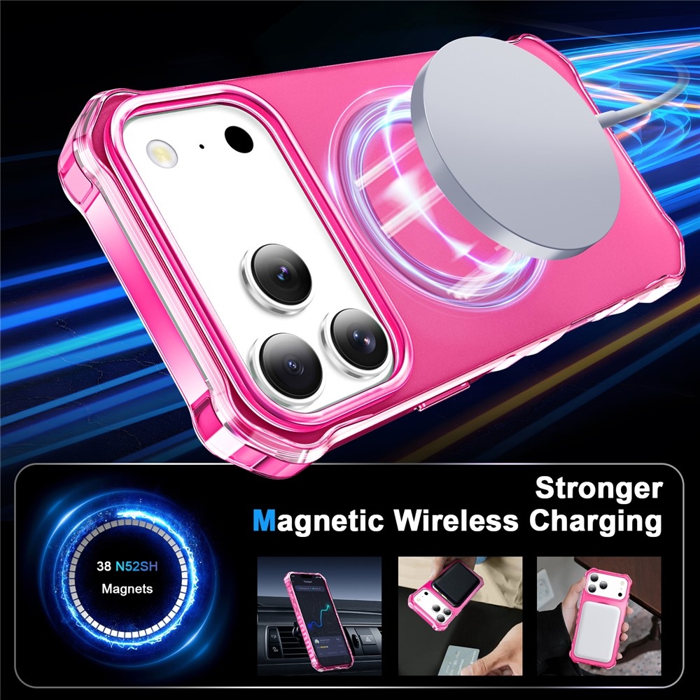 Wavy gélový obal s pevným chrbtom a MagSafe na iPhone 18 Pro/17 Pro - rose