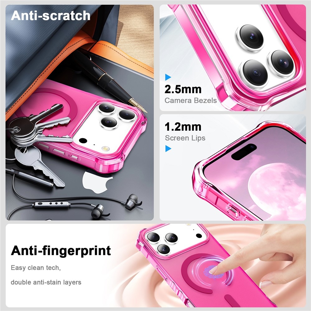 Wavy gélový obal s pevným chrbtom a MagSafe na iPhone 18 Pro/17 Pro - rose