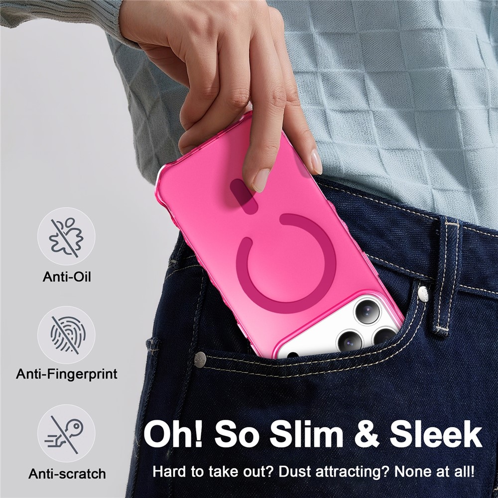 Wavy gélový obal s pevným chrbtom a MagSafe na iPhone 18 Pro/17 Pro - rose