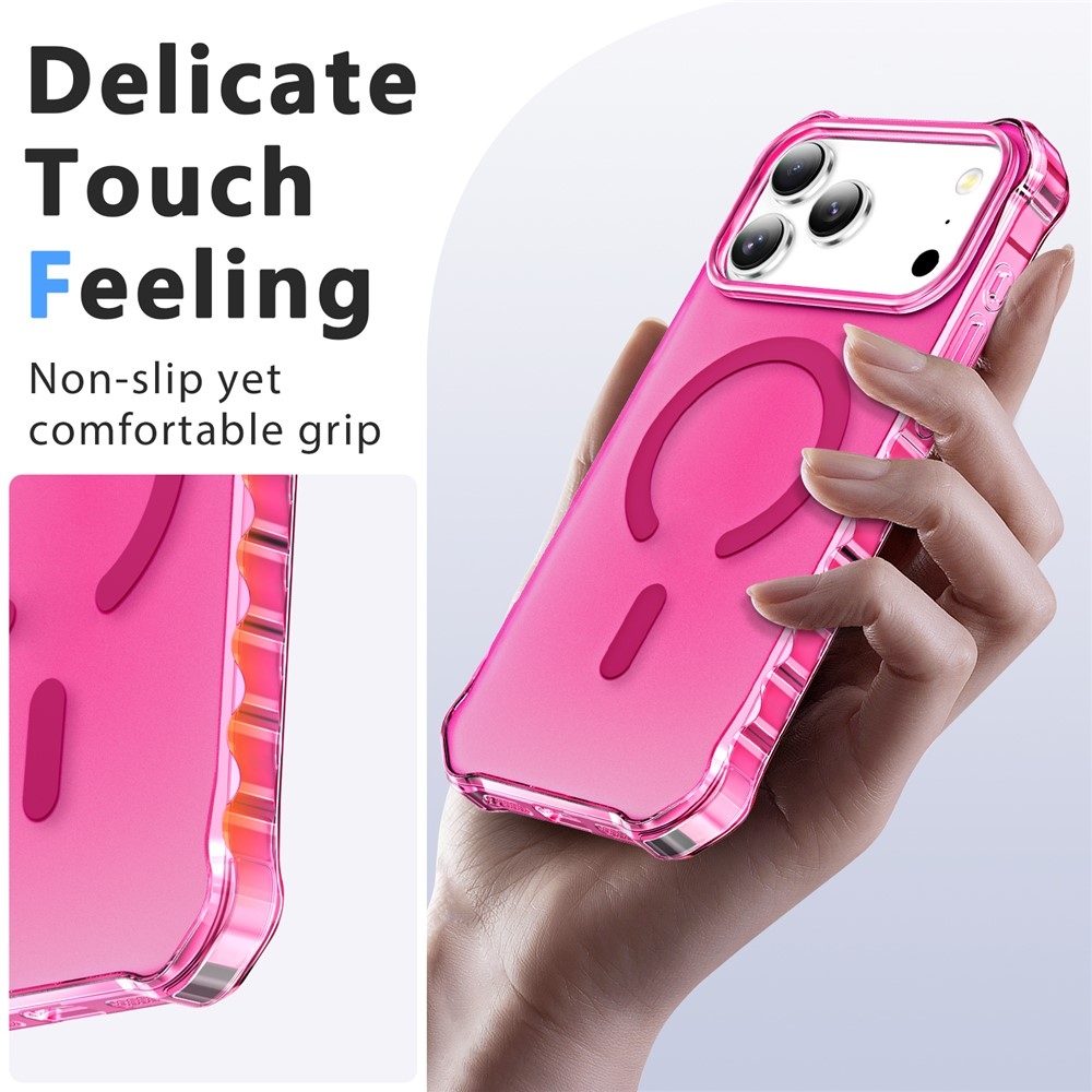 Wavy gélový obal s pevným chrbtom a MagSafe na iPhone 18 Pro/17 Pro - rose