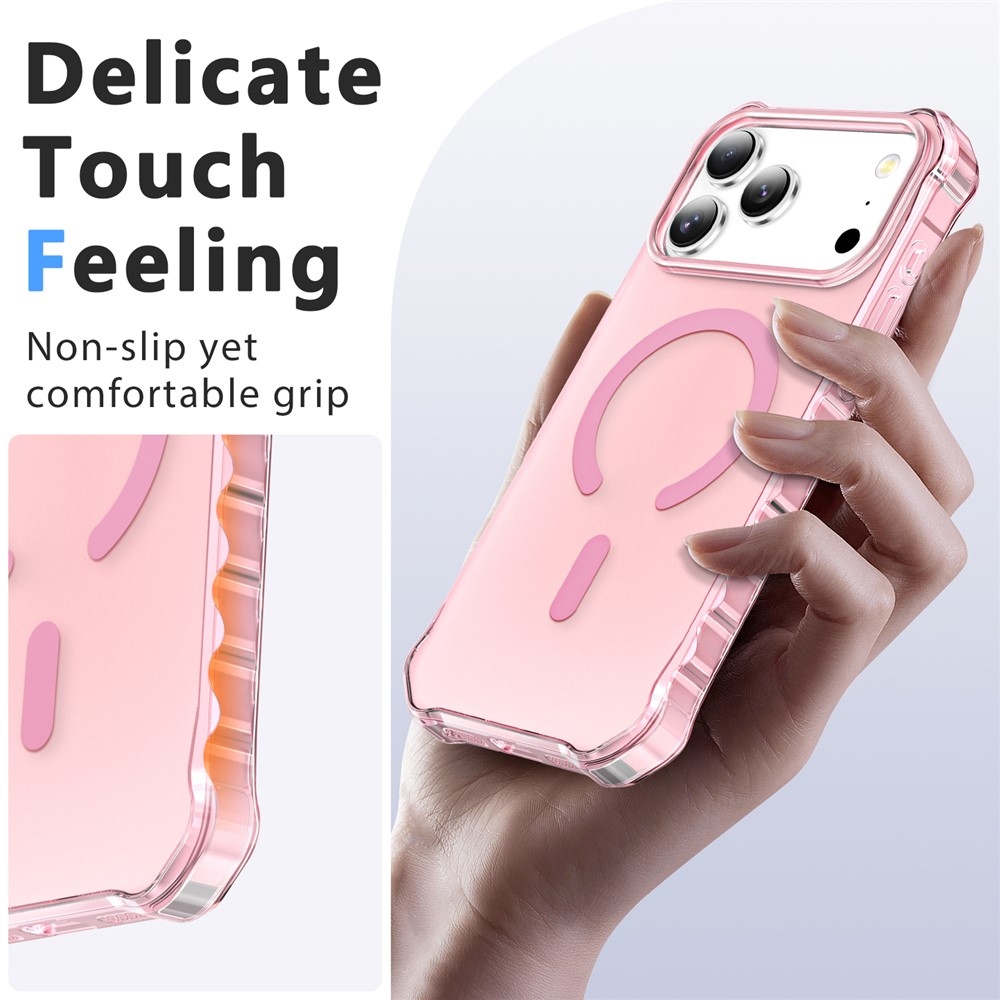 Wavy gélový obal s pevným chrbtom a MagSafe na iPhone 18 Pro/17 Pro - ružový