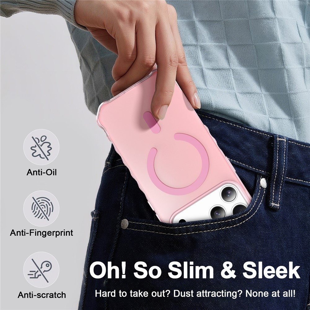 Wavy gélový obal s pevným chrbtom a MagSafe na iPhone 18 Pro/17 Pro - ružový