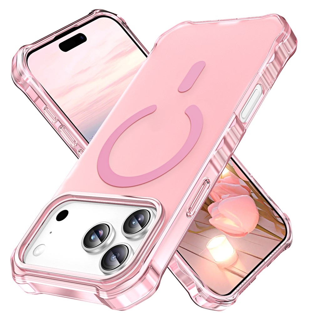 Wavy gélový obal s pevným chrbtom a MagSafe na iPhone 18 Pro/17 Pro - ružový