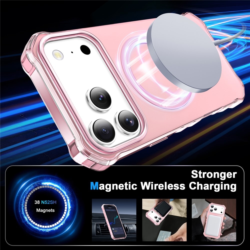 Wavy gélový obal s pevným chrbtom a MagSafe na iPhone 18 Pro/17 Pro - ružový