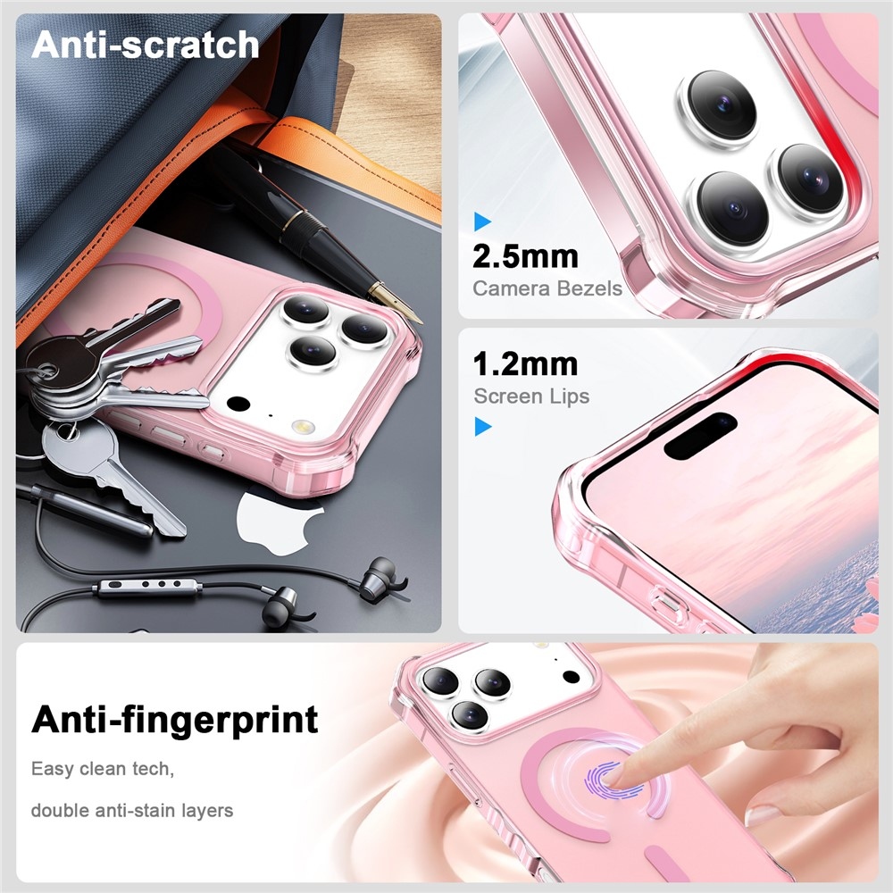 Wavy gélový obal s pevným chrbtom a MagSafe na iPhone 18 Pro/17 Pro - ružový