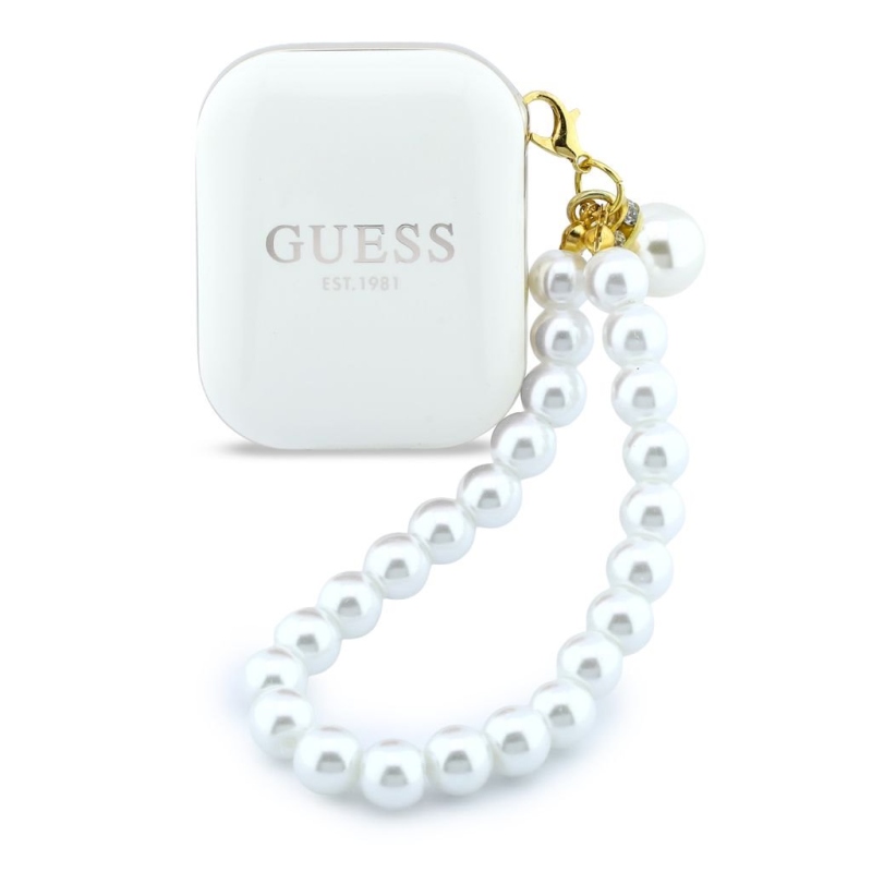 Bezdrôtové slúchadlá Guess Pearl Strap TWS, biele