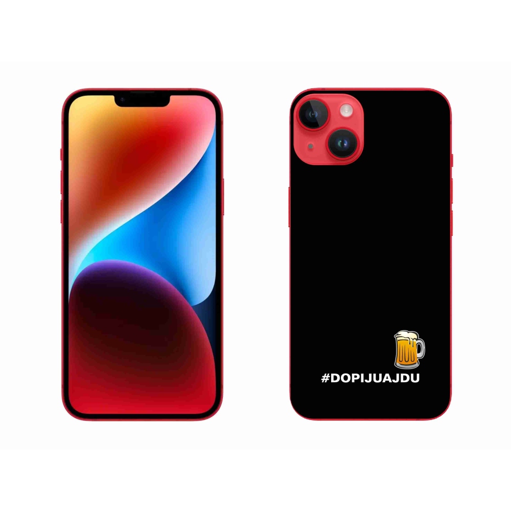 Gélový kryt mmCase na iPhone 14 Plus - pivný motív 1 čierne pozadie