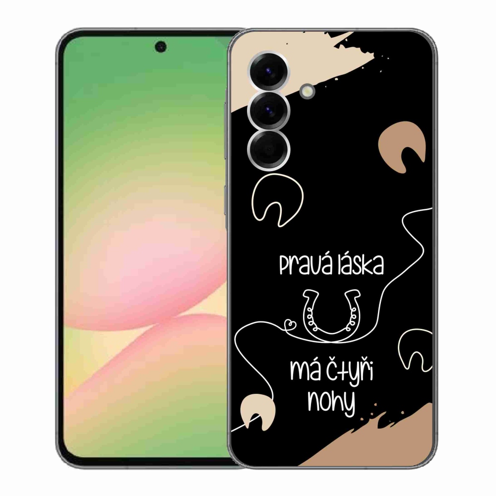 Gélový kryt mmCase na Samsung Galaxy A56 5G - konský motív čierne pozadie