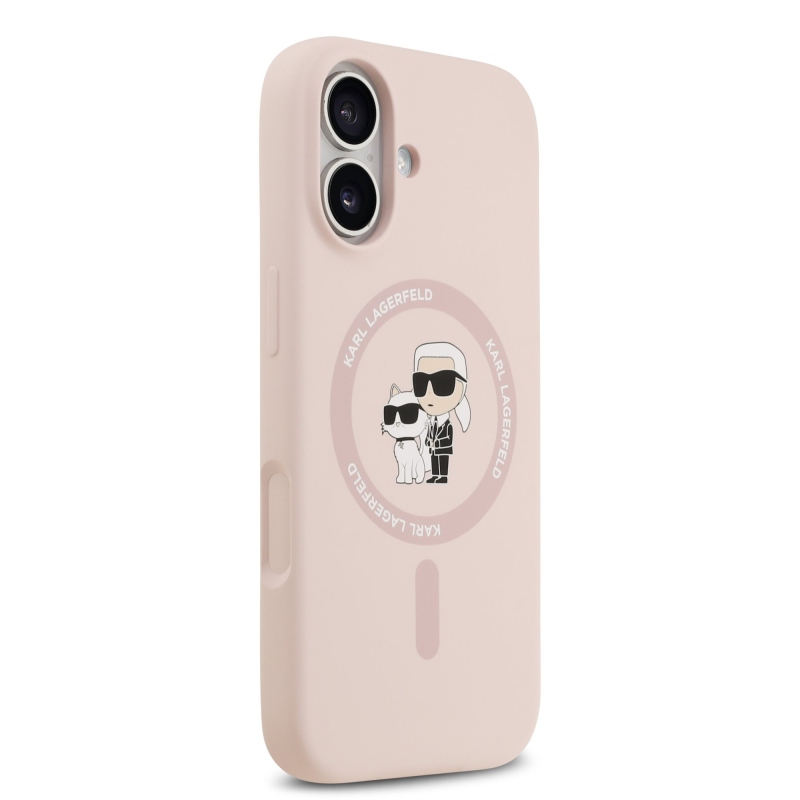 Karl Lagerfeld Liquid Silicone Karl and Choupette MagSafe zadný kryt pre iPhone 17 ružový