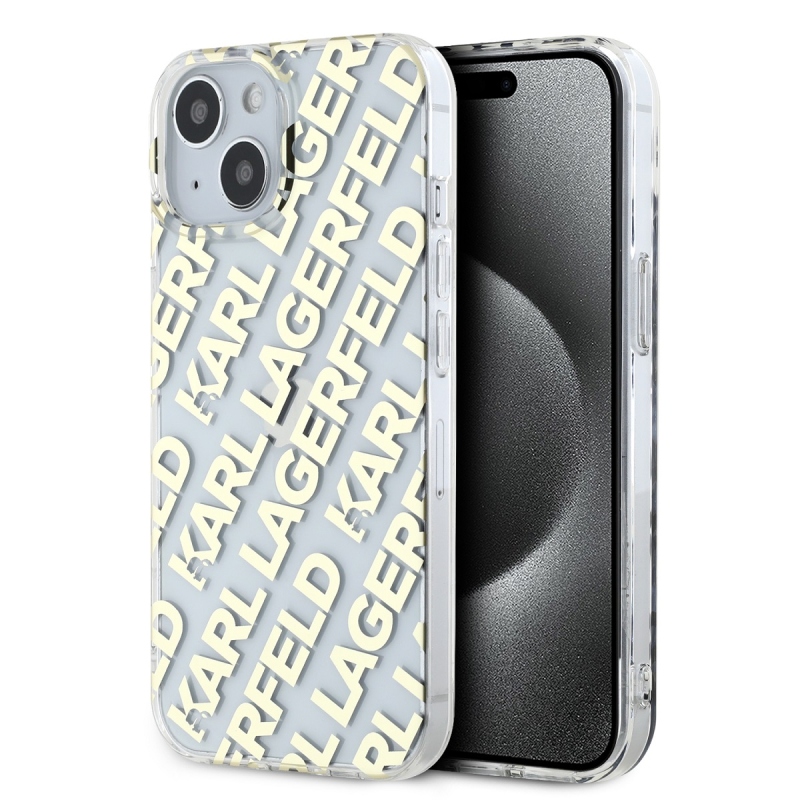 Karl Lagerfeld IML Electroplated Repeated Logo Zadný Kryt pre iPhone 15 Gold