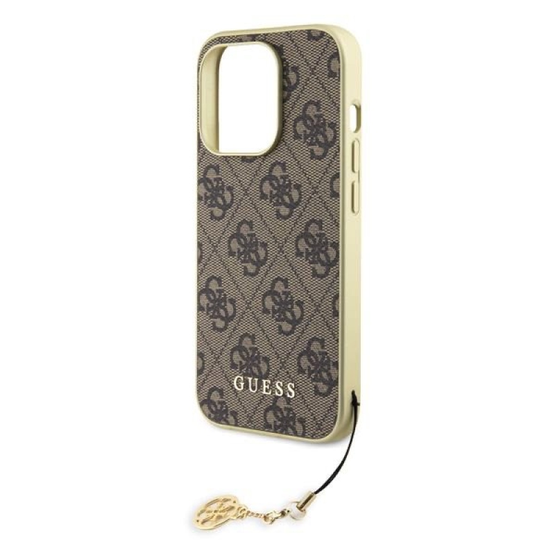 Guess 4G Charm Zadný Kryt pre iPhone 15 Pre Brown