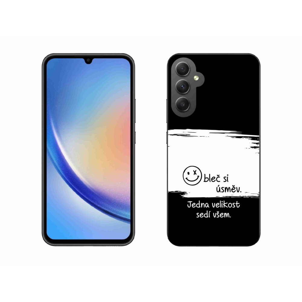 Gélový kryt mmCase na Samsung Galaxy A34 5G - vtipný text 8 bieločierne pozadie