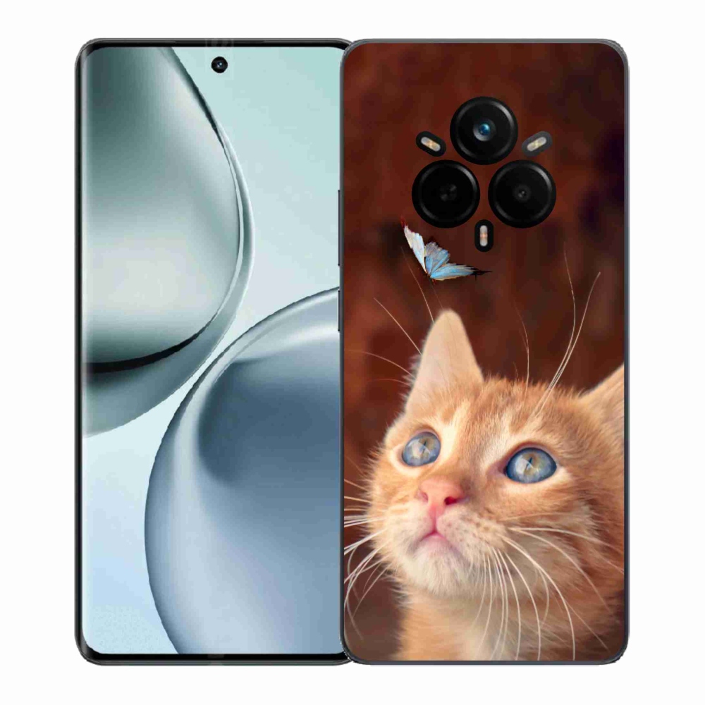 Gélový kryt mmCase na Realme 14 Pro+ 5G - motýľ a mačiatko