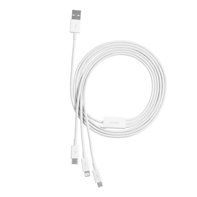 Rýchlonabíjací dátový kábel Baseus Superior Series USB-A - USB-C/microUSB/Lightning 3,5A 1m Stellar White