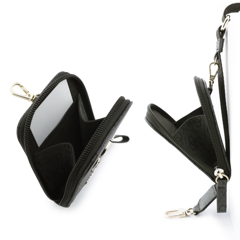 Guess Crossbody popruh PU 4G Kovové logo + peňaženka Black