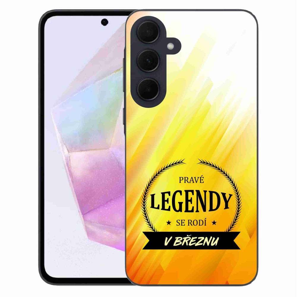 Gélový kryt mmCase na Samsung Galaxy A35 5G - legendy v marci žlté pozadie