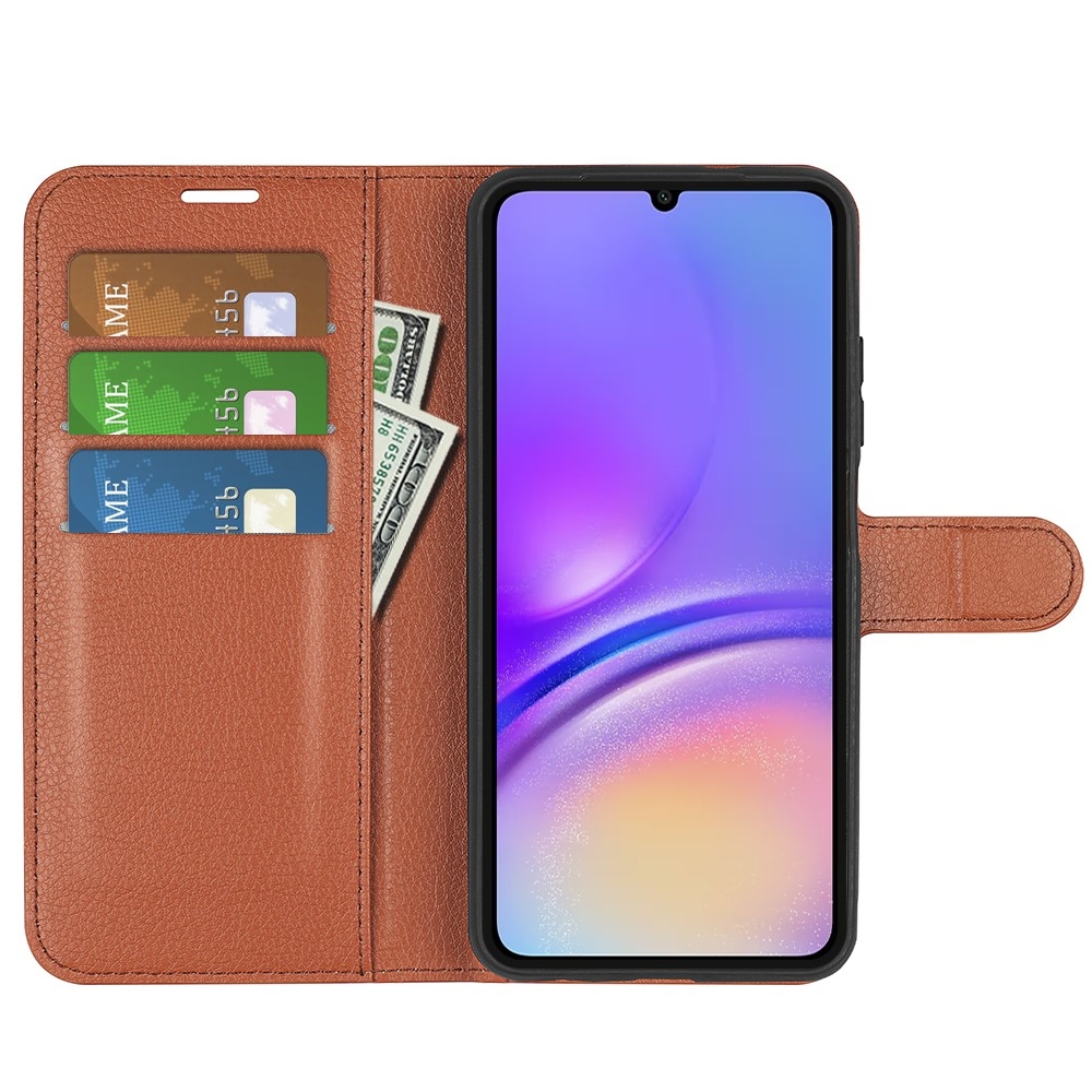 Litchi knižkové púzdro na Samsung Galaxy A06 4G - hnedé