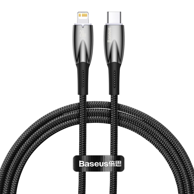 Baseus Glimmer Series Fast Charging Dátový Kábel USB-C - Lightning 20W 1m Black