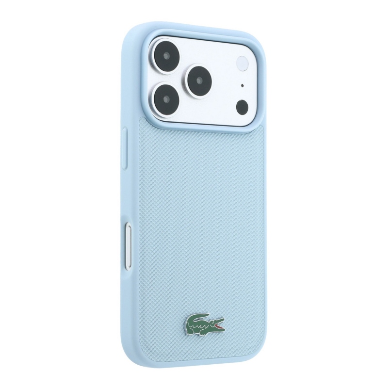 Lacoste PVC Iconic Petit Pique Metal Logo MagSafe zadný kryt pre iPhone 18 Pro Max, modrý