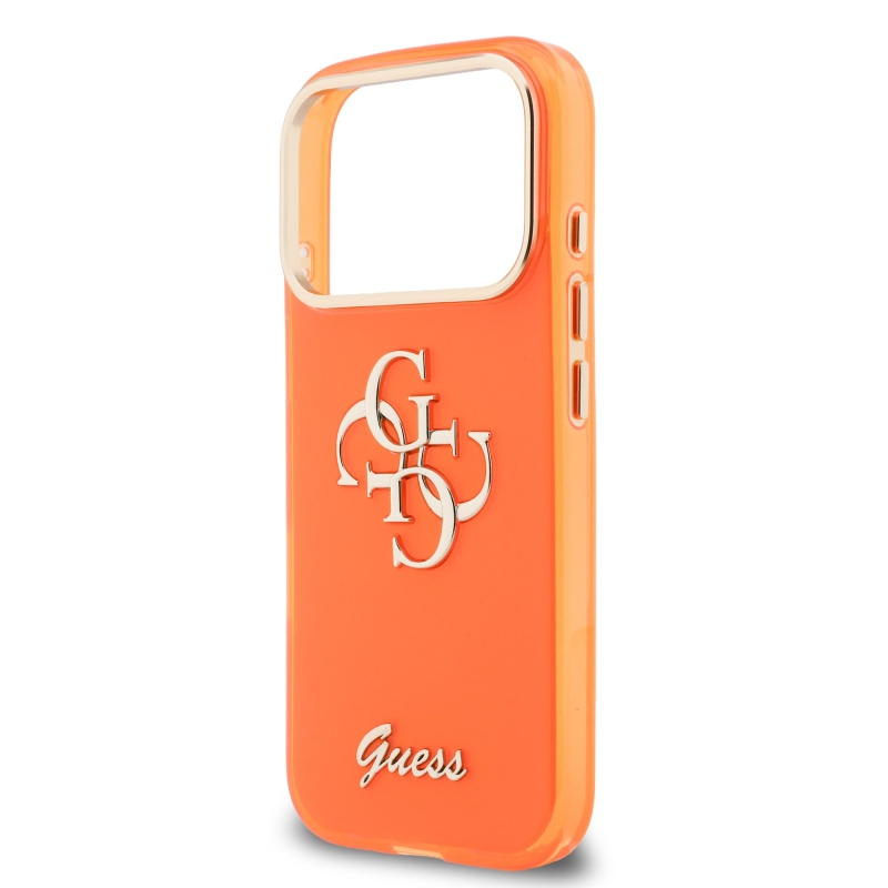 Guess IML 4G Script Metal Logo Zadný kryt pre iPhone 17 Pro Orange