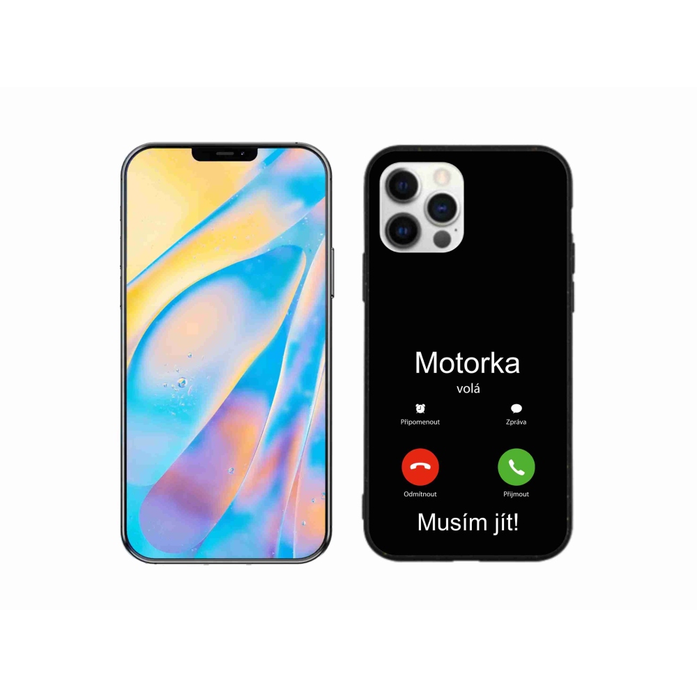 Gélový kryt mmCase na iPhone 12 Pro - motorka volá čierne pozadie