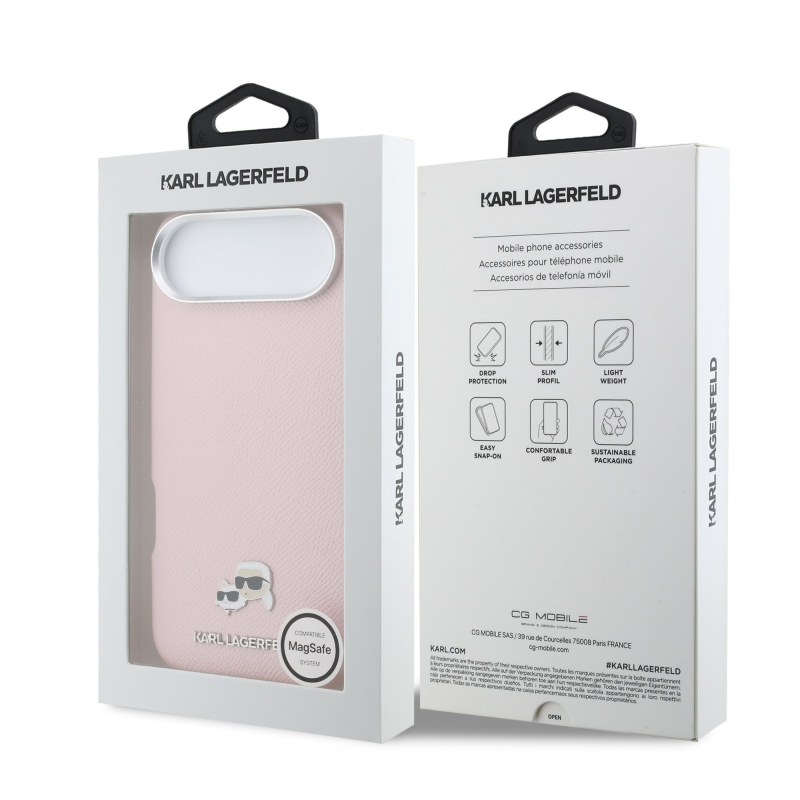 Karl Lagerfeld PU Karl and Choupette Heads Pins MagSafe zadný kryt pre iPhone Air ružový