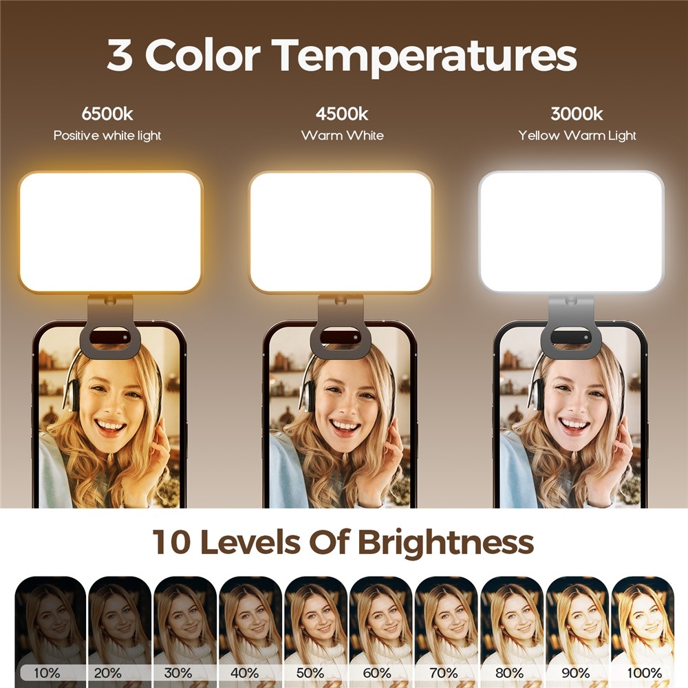 LED prisvetľovacie svetlo na mobil s klipom - ružové