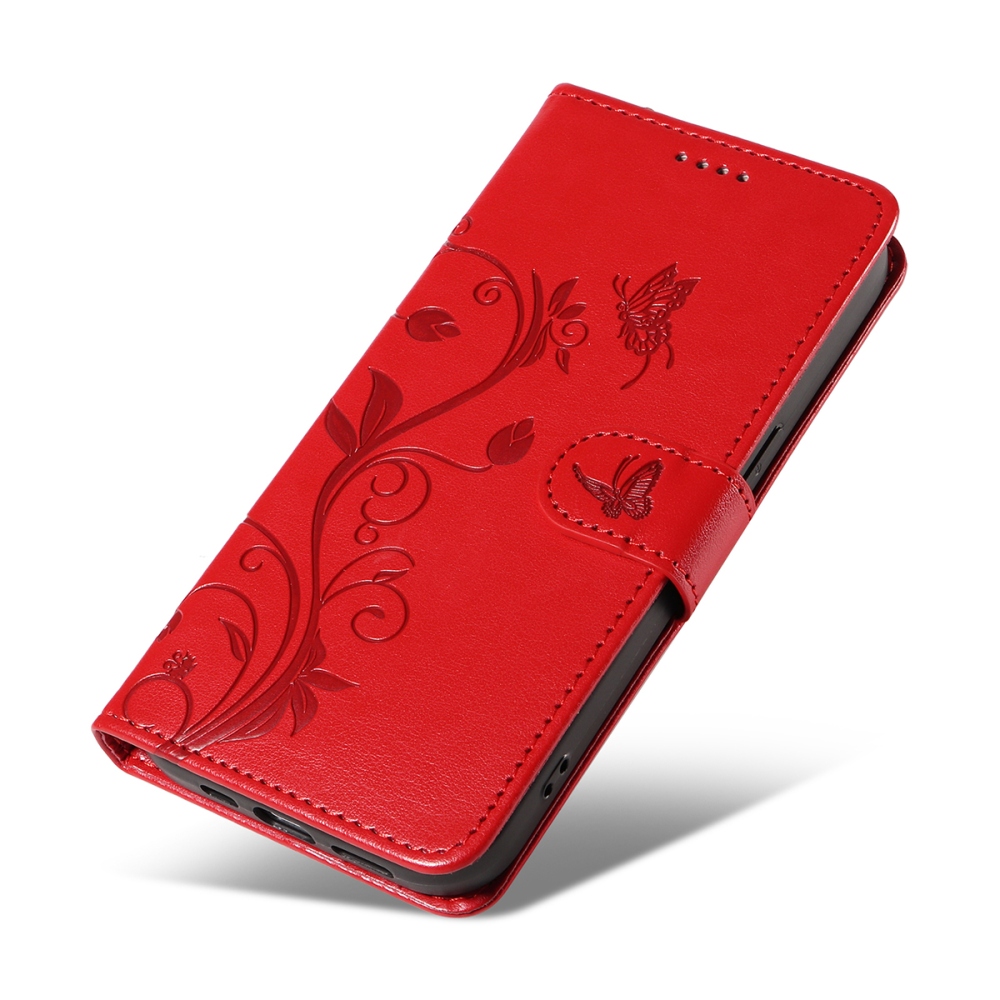 Flowers knižkové púzdro na Xiaomi Redmi 15C 4G/5G (173mm) - červené