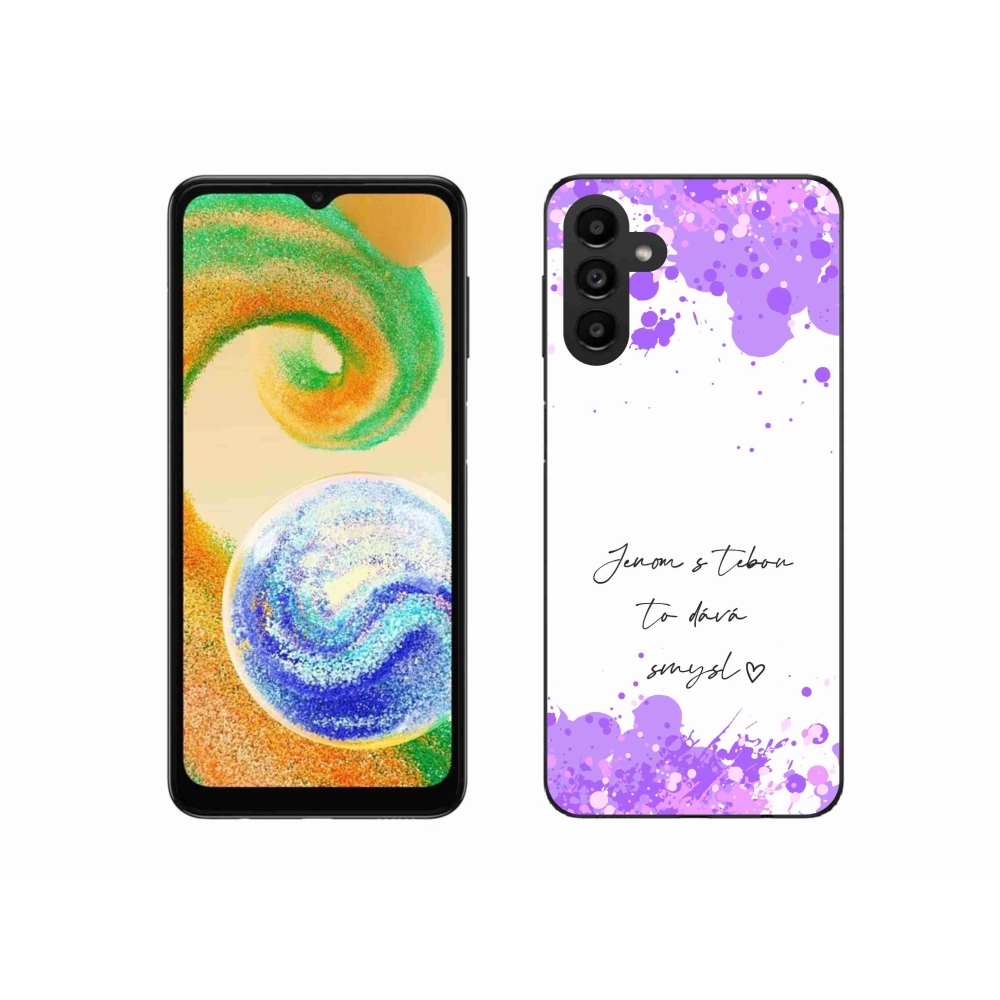 Gélový kryt mmCase na Samsung Galaxy A04s (164.7x76.7x9.1mm) - zamilovaný text biele pozadie