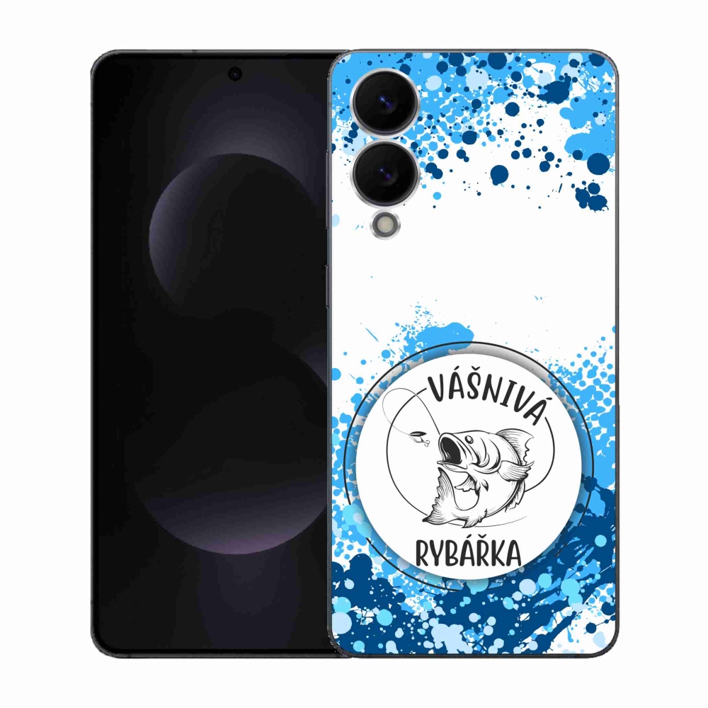Gélový kryt mmCase na Samsung Galaxy S25 Edge - vášnivá rybárka biele pozadie