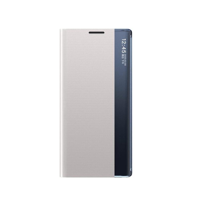 Window PU kožené peněženkové puzdro s priehľadným okienkom na mobil Xiaomi Redmi Note 9T 5G - šedé