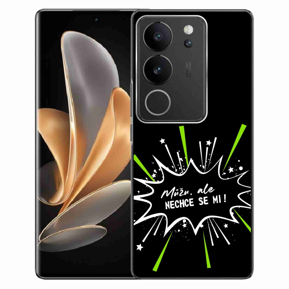 Gélový kryt mmCase na Vivo V29 5G - vtipný text 11 čierne pozadie