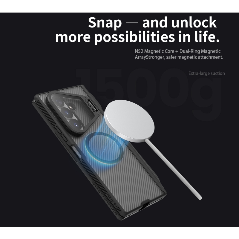 Nillkin CamShield Prop Magnetic Pen Slot (Transp. Lens) Zadný kryt pre Samsung Galaxy Z Fold 8 Ultra, priehľadný, čierny