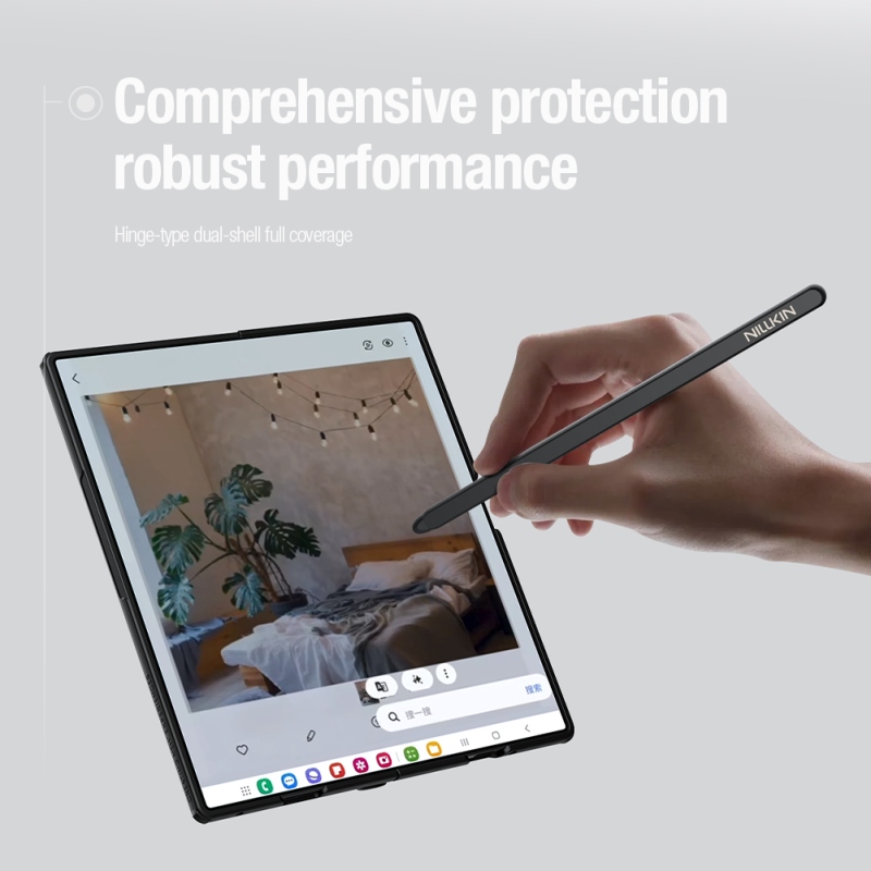 Nillkin Super Frosted FOLD Magnetic Pen Slot – zadný kryt pre Samsung Galaxy Z Fold 8 Ultra, priehľadný, čierny