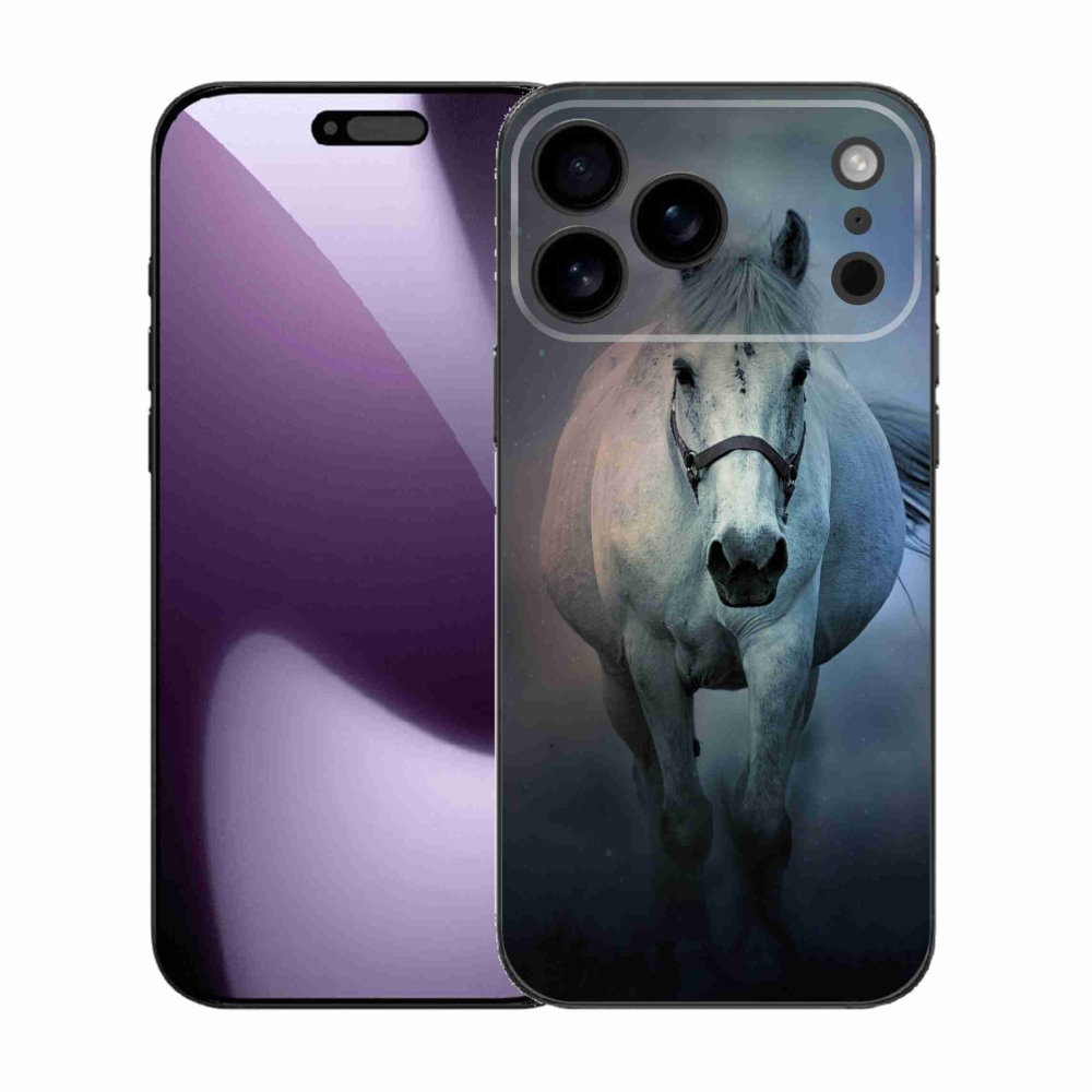 Gélový kryt mmCase na iPhone 17 Pro Max - bežiaci biely kôň