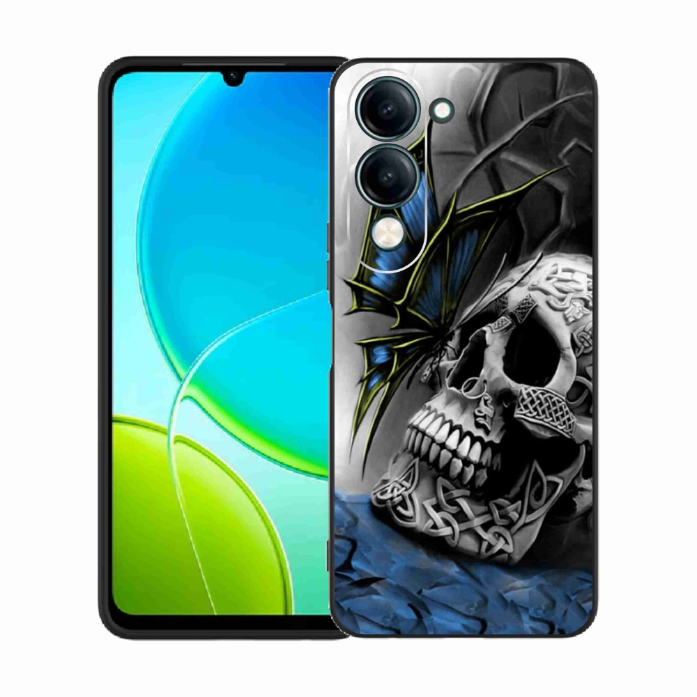 Gélový kryt mmCase na Vivo Y29s 5G - motýľ a lebka
