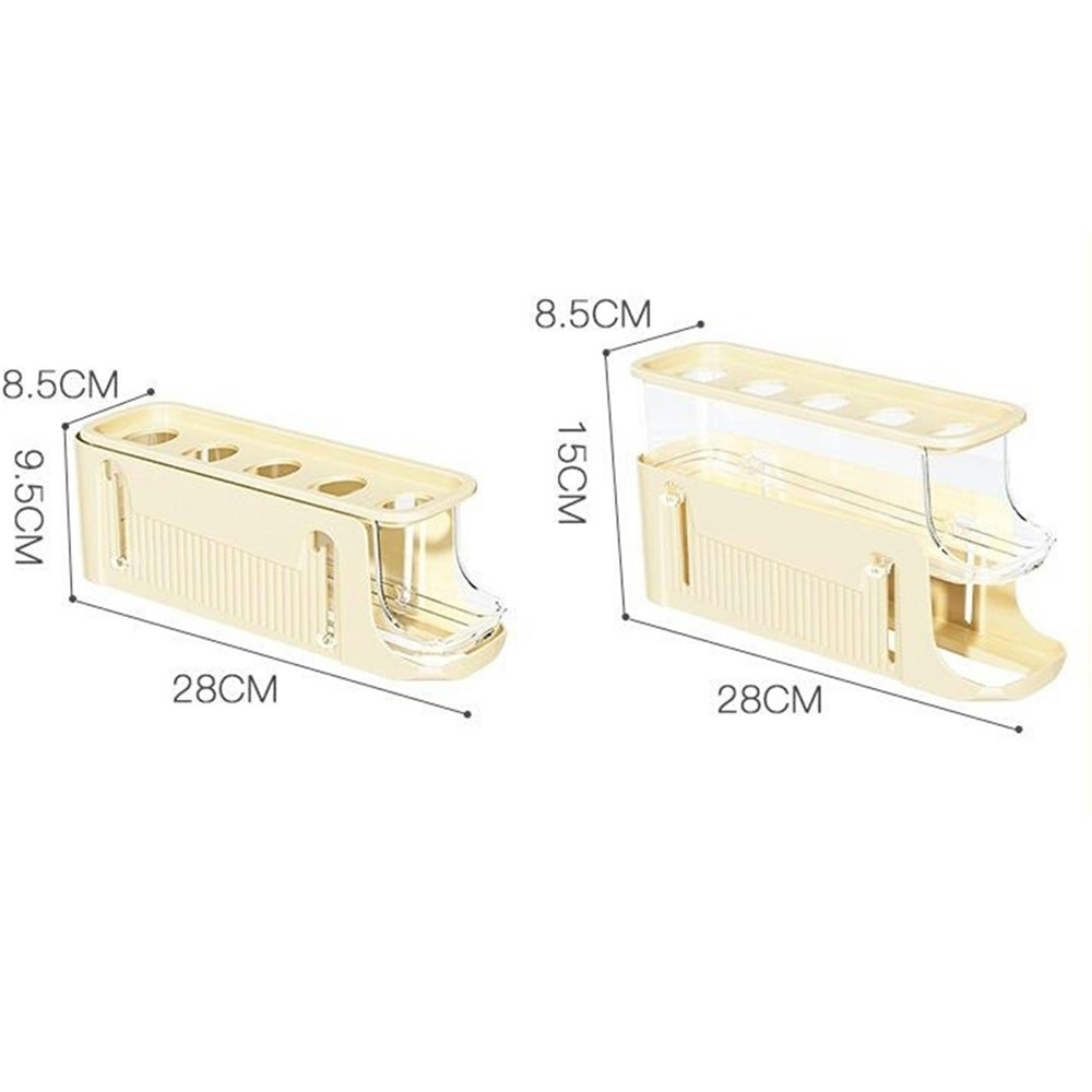 Trojposchodový organizér na vajcia do chladničky s automatickým posuvom – béžový