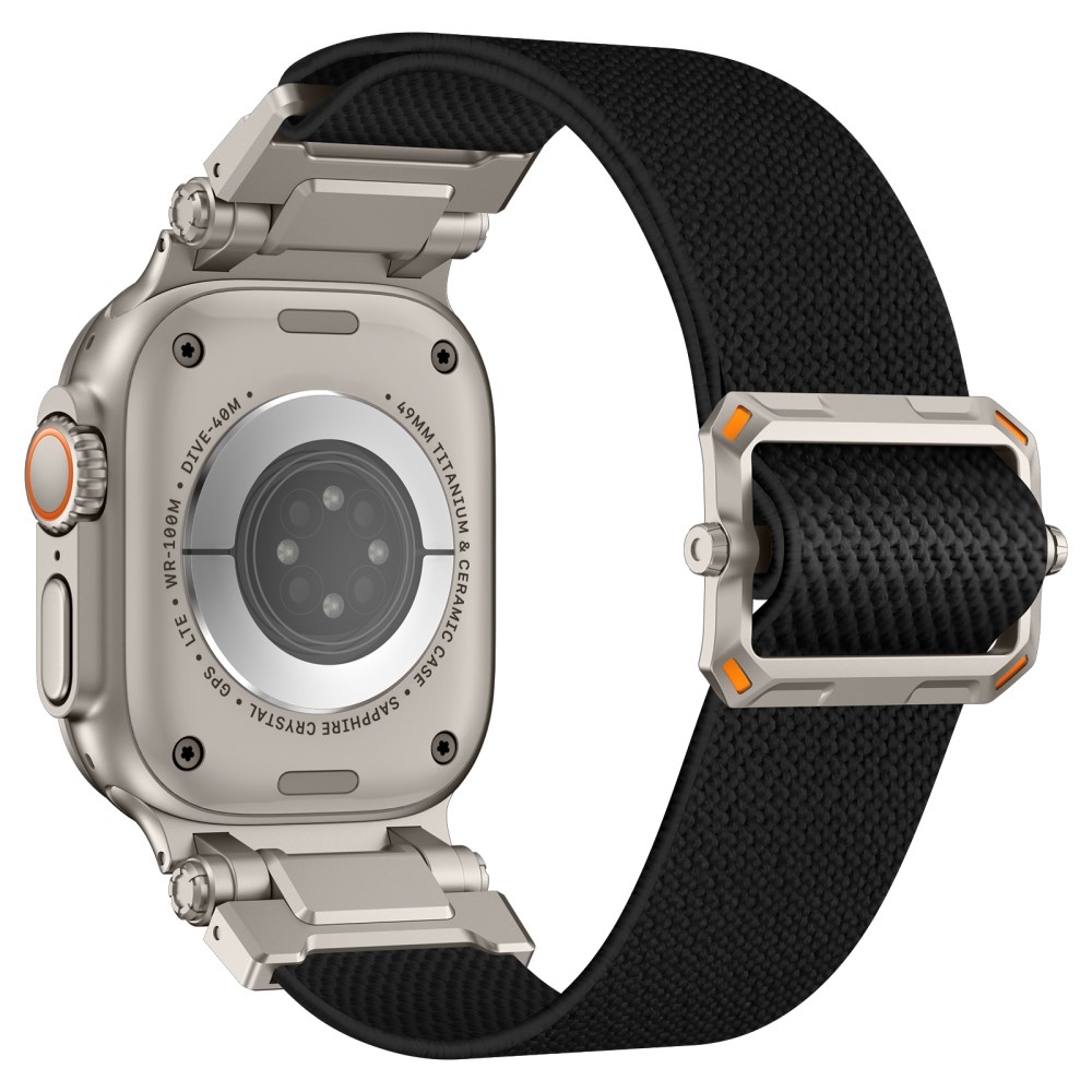 Titanium nylonový remienok na Apple Watch Ultra/Ultra 2 49mm/SE/SE 2022/2023 44mm/10 46mm/9/8/7 45mm/6/5/4 44mm/3/2/1 42 mm - čierny