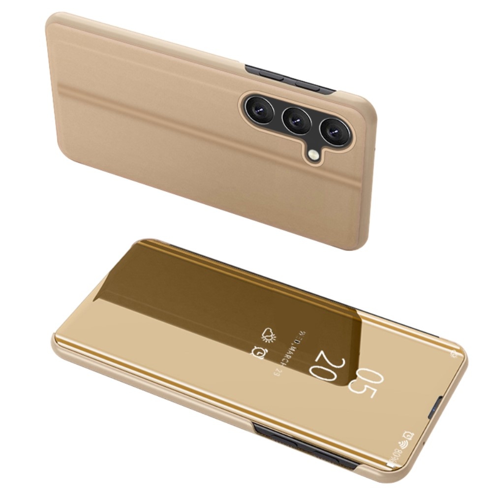 Clear zatvárací kryt s priehľadným predkom na Samsung Galaxy M55 5G - zlatý