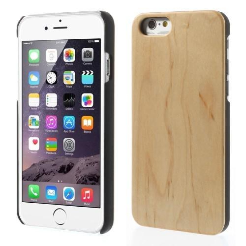 Wood plastový obal s Drevenými chrbtom na iPhone 6s Plus a 6 Plus - béžový