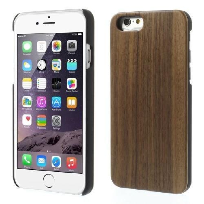 Wood plastový obal s Drevenými chrbtom na iPhone 6s Plus a 6 Plus - coffee