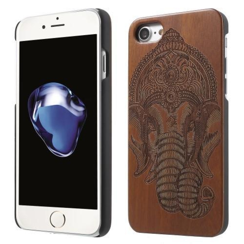 Woody drevený obal s plastovým držaním na iPhone 8 a iPhone 7 - slon