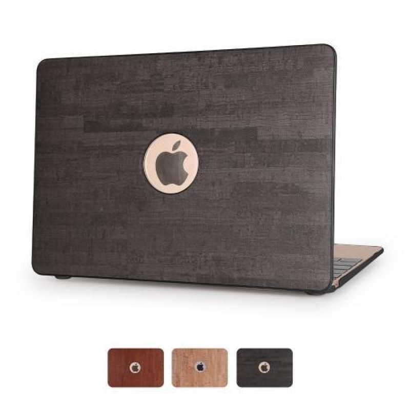 Woody plastový obal potiahnutý PU kožou na MacBook Air 13.3 - čierny