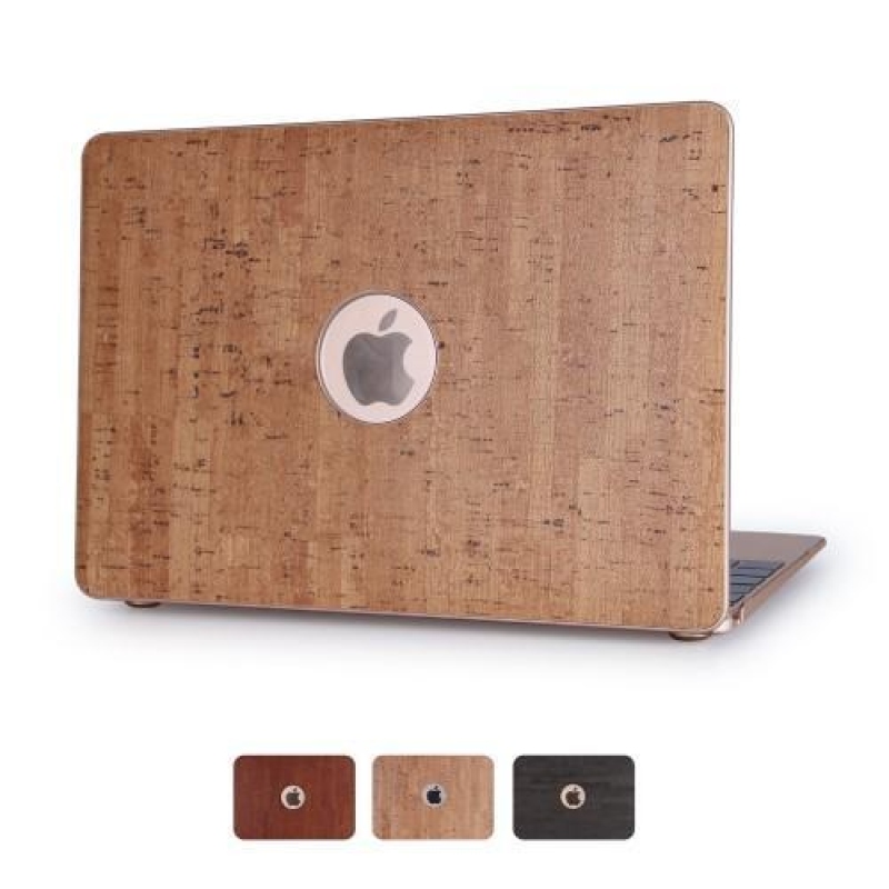 Woody plastový obal potiahnutý PU kožou na MacBook Air 13.3 - khaki