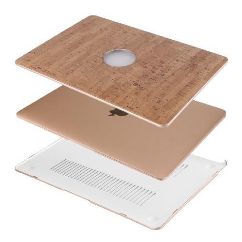 Woody plastový obal potiahnutý PU kožou na MacBook Air 13.3 - khaki