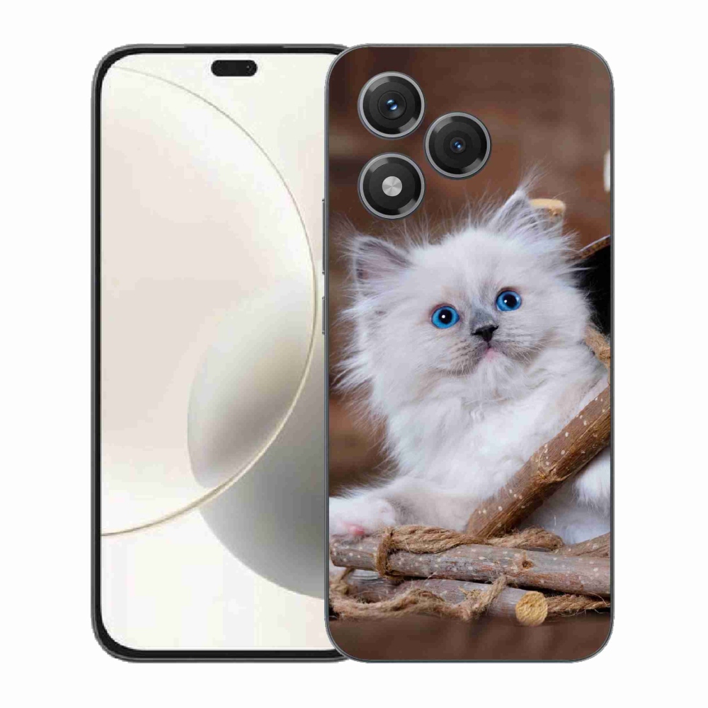 Gélový kryt mmCase na Honor 400 Lite - biele mačiatko